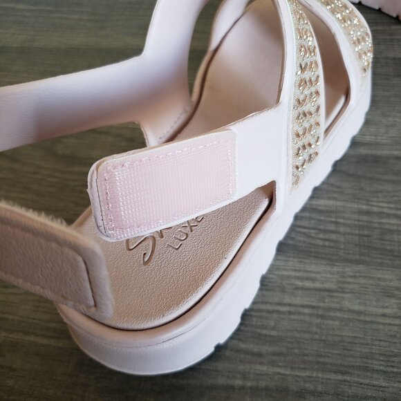 Skechers Foamies Footsteps Glam Party Rhinestone Sandals Blush Pink Sz Womens 8 - Picture 8 of 11